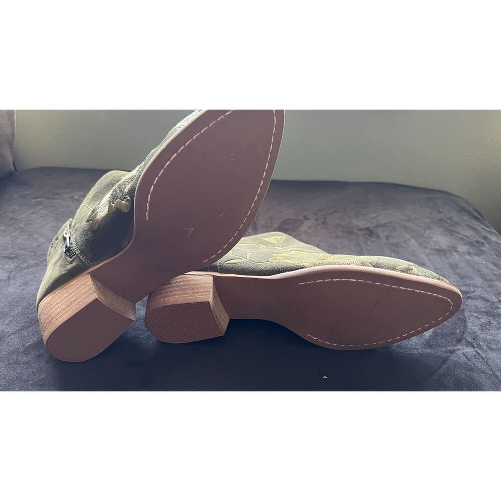 Seychelles Anthropologie Lantern Embroidered Suede Leather Ankle Booties 10 - Picture 6 of 8